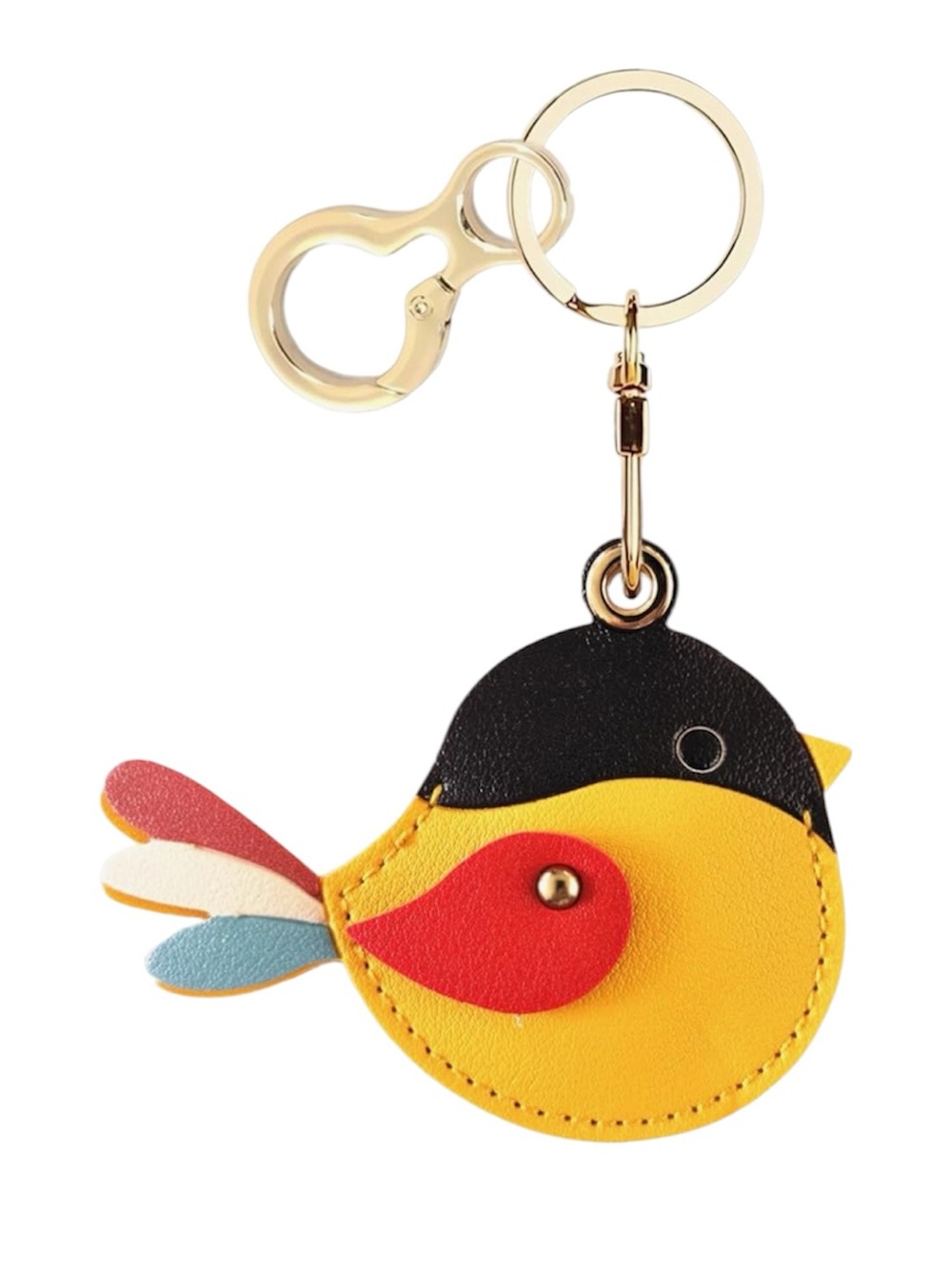 NEW Yellow Bird Keychain Card Holder with Colorful Accents